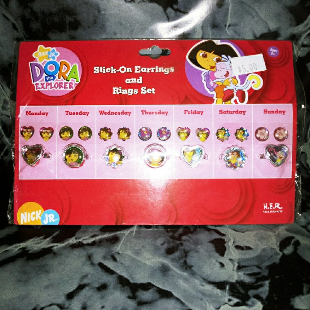 Kids ring and stick on earrings